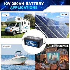 12V 280Ah LiFePO4 Lithium Battery Deep Cycle 2560W For RV Solar Off-grid Temp