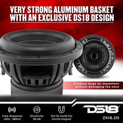 DS18 ZXI8.2D High Excursion 8″ Car Audio Subwoofer 1200W Watts High Performance