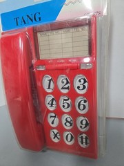 Red Corded Telephone Desk/Wall Large Number Keypad Flash Button