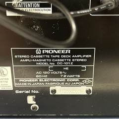 Pioneer DC-101Z Stereo Cassette Tape Deck/Amplifier & TX101ZL Tuner