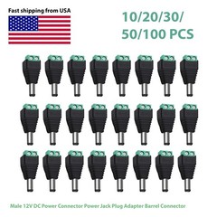 X20 12V DC Male+Female Power Connector 5.5×2.1mm Power Jack Plug Adapter for LOT