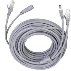 priaolker 10M/33FT Ethernet CCTV Cable, Cat 5 RJ45 + 2.1×5.5mm 10m/33ft, gray