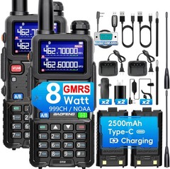 8W GMRS Handheld Walkie Talkies – Long Range Two Way Radios, NOAA/FM/UHF/VHF, 99