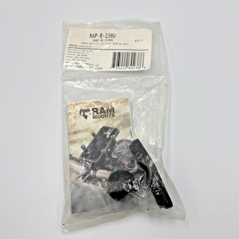 RAP-B-238U 1” Ball Composite Ram Mount Diamond Base Plate 2.5″x1.312″ AMPS Hole