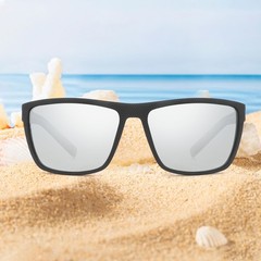58mm lens width, 145mm temple length, 18mm nose bridge, Black Frame/Silver Lens