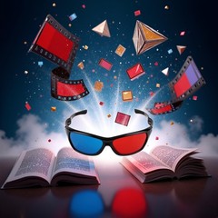 Black Adult Frame Red Blue 3D Glasses for Dimensional and