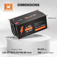 Litime 24V 230Ah LiFePO4 Battery Deep Cycle for Solar Off-grid Cabin Home Backup