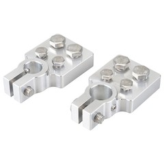 For SAE 4 Spot Flat Battery Terminal Car Audio Top Post 4/0 AWG Lugs + Bolts