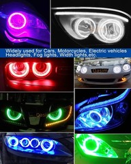 led 1-Pair 70MM 72SMD COB RGB LED Halo Ring Angel Eyes Universal for Motorcycle