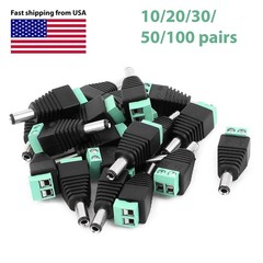 X20 12V DC Male+Female Power Connector 5.5×2.1mm Power Jack Plug Adapter for LOT