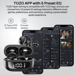 TOZO OpenEarRing Headphones Lightweight Comfort Open Ear Clip Wireless Earbuds