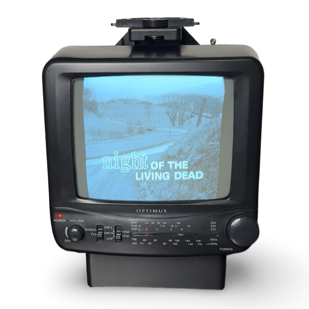 Vintage Optimus 7″ B/W Portable Mini TV W/ Radio Tested Gaming CRT W Box AV