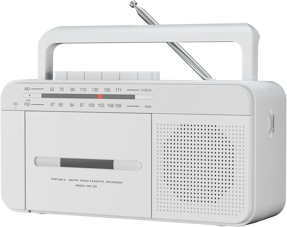 Cassette Player Recorder Boombox with AM/FM Radio, AC or Battery Powered -NEW