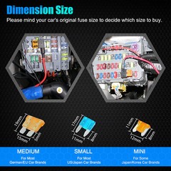 10pc 12V Car Add-a-Circuit Fuse Adapter w/ Standard & Mini Tap Blade Fuse Holder