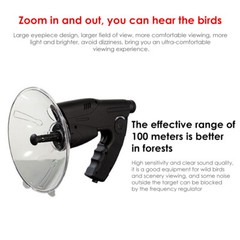 Parabolic Sonic Listening Device Microphone Amplifier Spy Bionic Ear Sound 100m