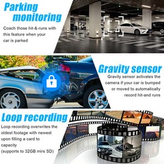 HD 1080P Dual Lens Car Dash Cam Front/Rear/Inside Video Recorder Camera G-Sensor