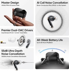 realme Buds Air 8 Pro with 55dB ANC| Dual DAC Drivers| Spatial Audio | Black
