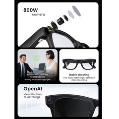 AI Smart Glasses 8MP Camera Image Recognition 4k HD Video Real-Time Translation