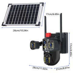 Solar Battery Powered Wireless WiFi Outdoor Pan/Tilt Home Security Camera System