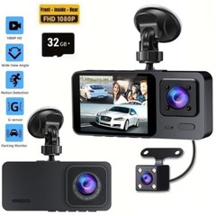3 Channel Car DVR, 1 Count Wide View Angle Car Front & Rear Camera Recorder