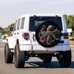 Colorful Fashion Octopus Spare Tire Cover with Backup Camera Hole Wheel Tire