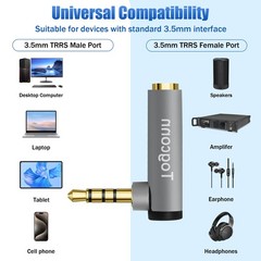 Right Angle 3.5mm 1/8″ Audio Mic Adapter 2-Pack,90 Degree 3.5mm 1/8 Inch TRRS…
