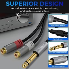 6.35Mm to 2RCA Audio Adapter 12 Pack 1/4 Inch TRS Male to Stereo Dual RCA Female