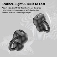 TOZO OpenEarRing Headphones Lightweight Comfort Open Ear Clip Wireless Earbuds