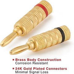 6 Pairs 24K Gold Banana Plugs for Secure Speaker Connections – Pure Copper