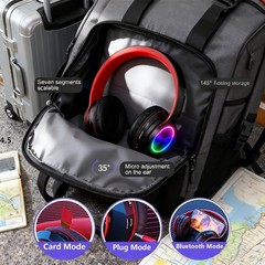 Bluetooth Headphones LED, Wireless Over Ear Headset for Kids, Built-in Mic Pink