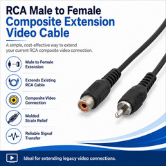RCA Male to Female Composite Extension Video Cable – 6ft / 12ft / 25ft
