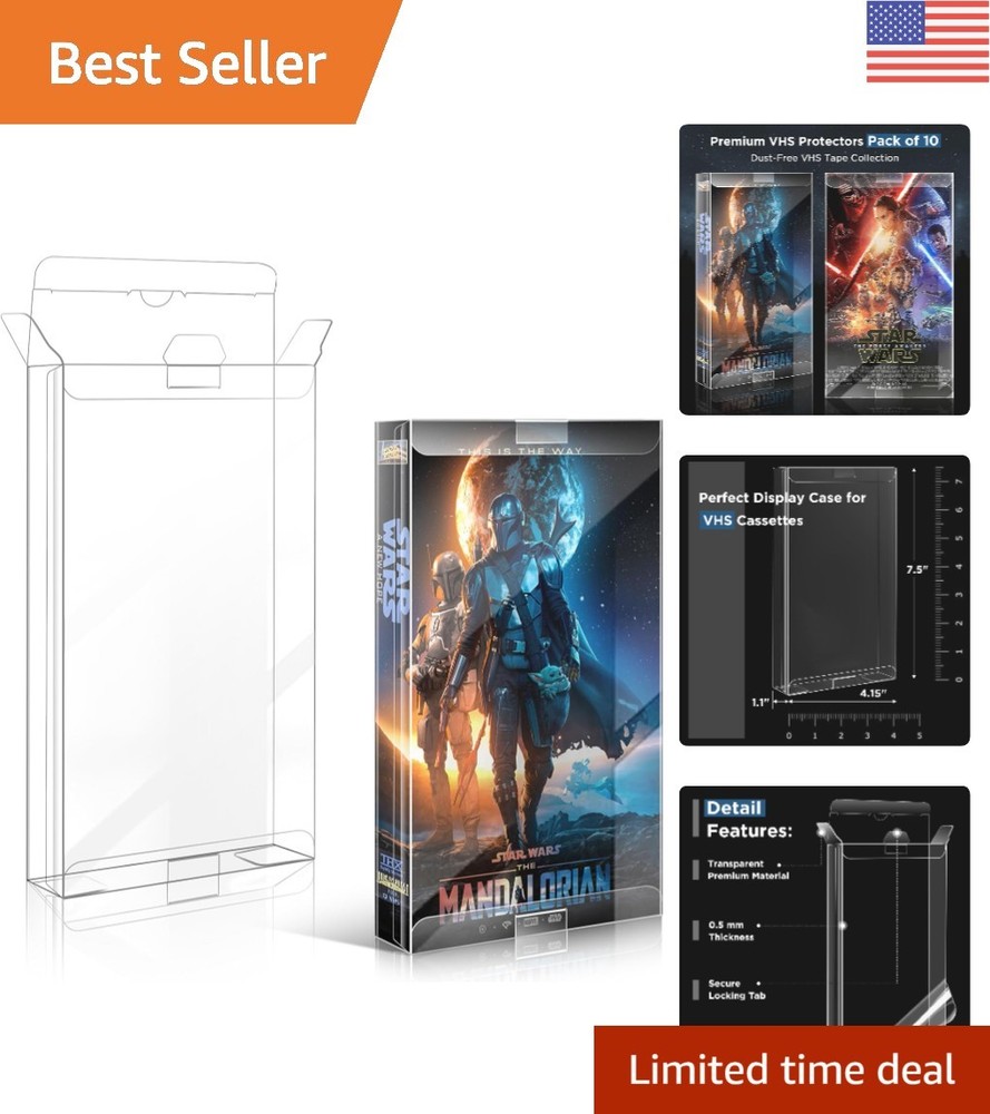 Elegant VHS Tapes Protector Set – 10 Pack Durable Case for Treasured Displays