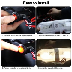 2Pcs 12V Car Cigarette Lighter Plug Socket Heavy Duty Adapter with On/Off Switch