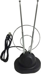 Indoor Rabbit Ear TV Antenna for Universal Clear HDTV VHF UHF Dual Loop Coaxial