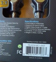 VIBE 6ft Tangle-Free Fiber Cable HDMI 1080 High Speed w/Ethernet 1080P BRAND NEW