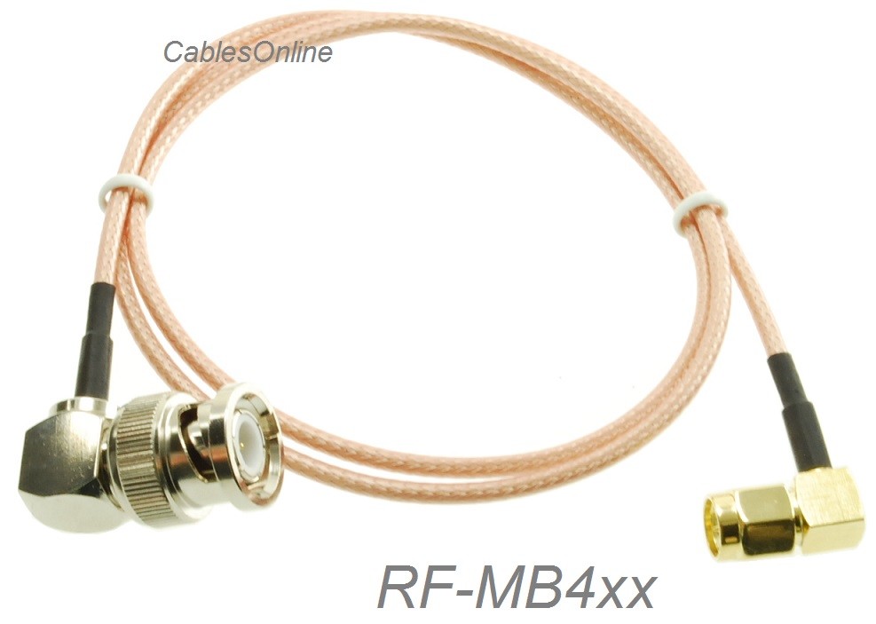 SMA Right-Angle Male to BNC Right-Angle Male RG316 Coax Low Loss Cable
