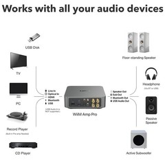 WiiM Amp Pro: Multiroom Streaming Amplifier HDMI, Voice Control Dark Gray