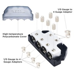 6-Way Power Distribution Block, 2 X 0/2/4 Gauge In & 4 X 0/2/4 Gauge Out for Car