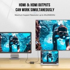USB C to Dual HDMI Adapter 4K60Hz Dual 4K30Hz Type C Laptops