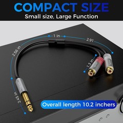 Togconn 6.35mm to Dual RCA Y-Adapter Splitter Cable 0.6 Feet,6.35mm 1/4 Inch …