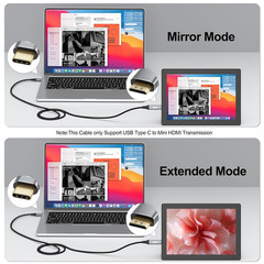 Short USB C to Mini HDMI Cable 2FT(NOT HDMI), 4K@60Hz High Speed Type-C to Mini