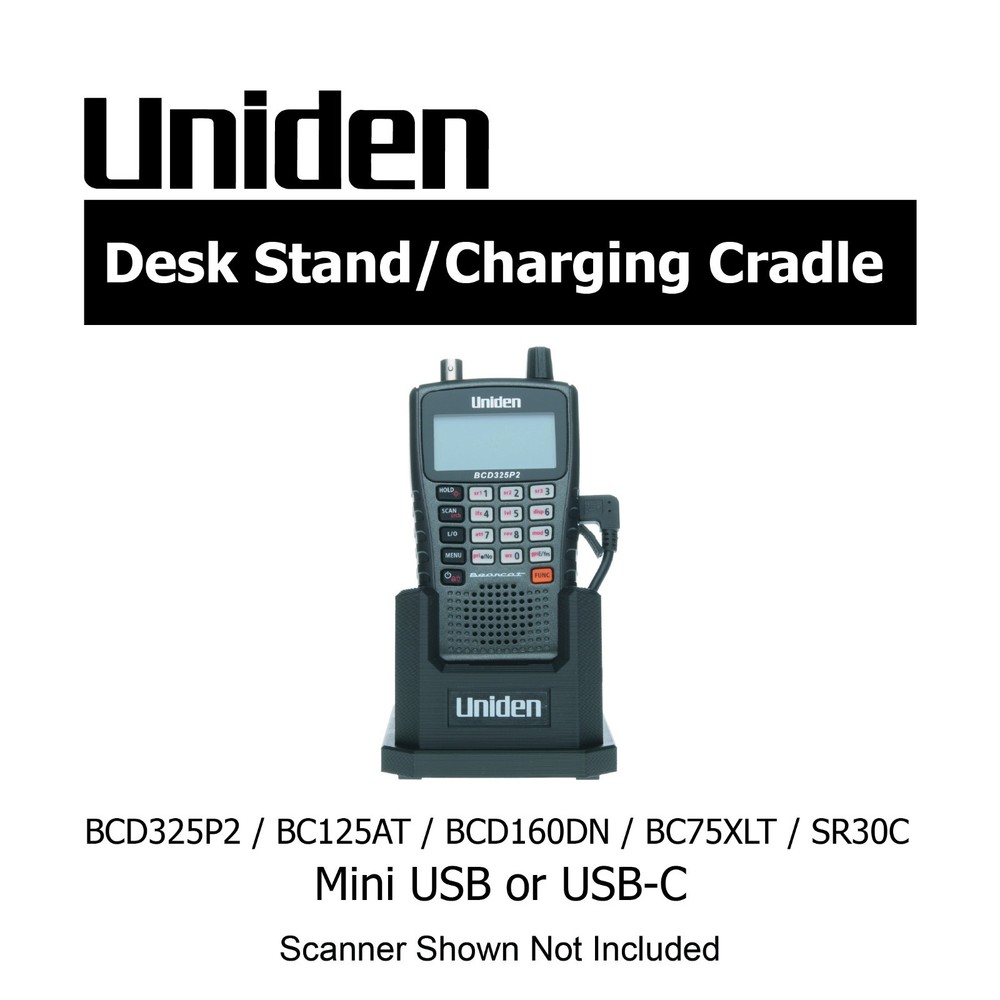 Uniden BCD325P2 BC125AT BCD160DN BC75XLT SR30C Scanner Desk Stand Cradle USB-C