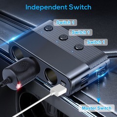 Car Cigarette Lighter Socket Splitter QC 3.0 Dual USB Fast Charger Power Adapter