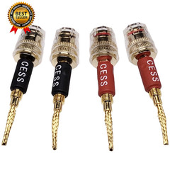 CESS-220 Pin Banana Plug to 4Mm Female Banana Jack/Speaker Wire, 4 Pack (Braided