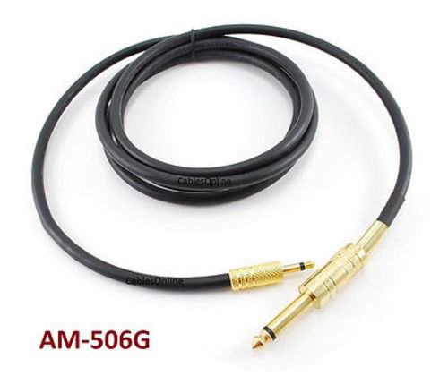 6ft 3.5mm Mono Mini Jack Plug to 1/4″ Male Plug Gold-Plated Audio Cable