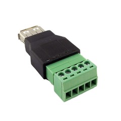 USB 2.0 Type A Female to 5 Pin Screw with Shield Terminal Plug Adapter Connector