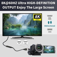 Mini HDMI to HDMI Adapter 2-Pack 8K@60Hz 4K@144Hz for Raspberry Pi Camera