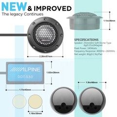 A-lpine DDT-S30 360W 2.5CM 1″ Soft Dome Balanced Car Audio Speakers Tweeters NEW