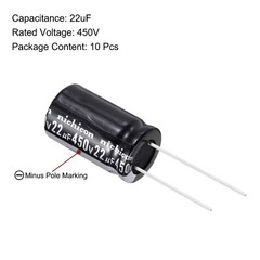 10Pack 22uF 450V Capacitor Aluminum Electrolytic Capacitors 105C High Temp