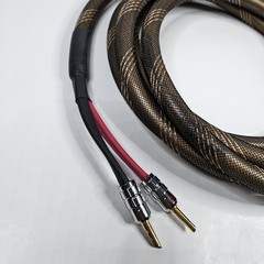 Bi-Wire Speaker Cable Single Flex Braided 2 to 4 Plugs 11 Ft. Long